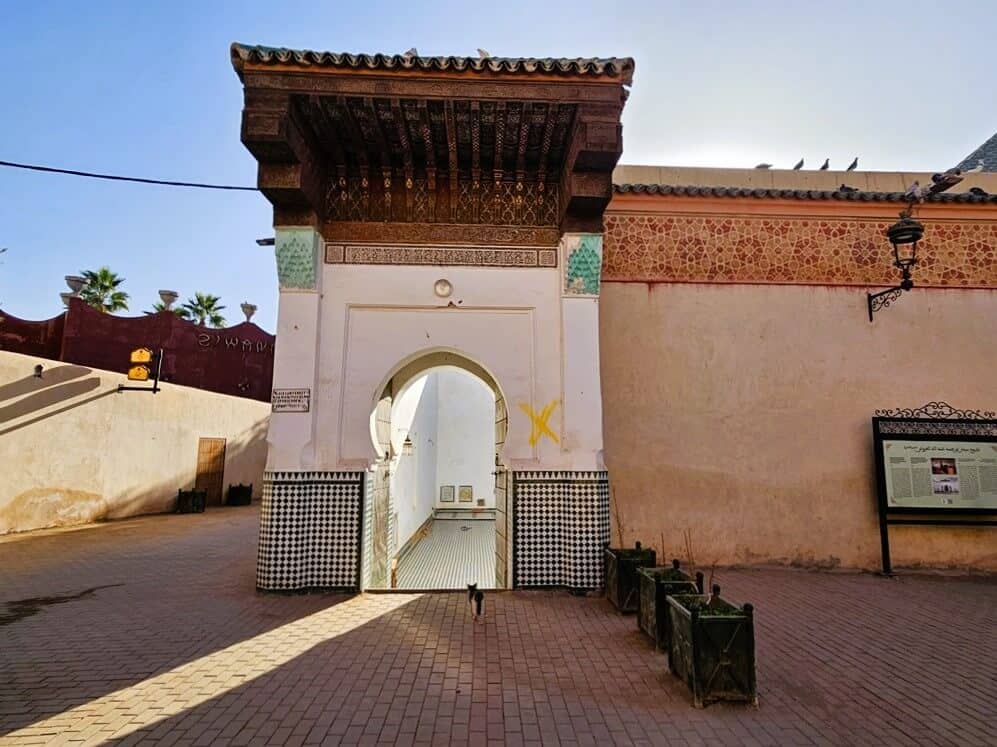 A mosque marked with x to show it's free from earthquake damage