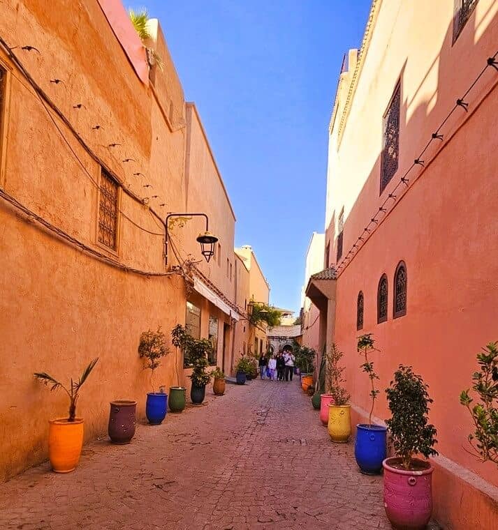 a pink alley of the medina