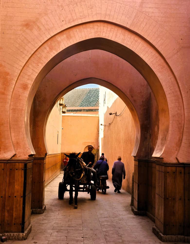 Marrakesh arch with horse and cart