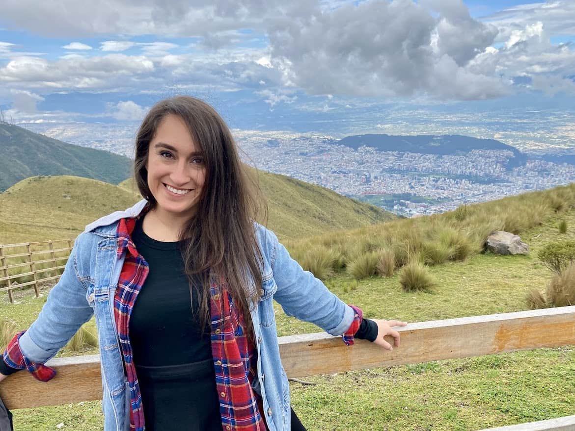 Monica Lynn overlooking a view of Quito - travelling with MS