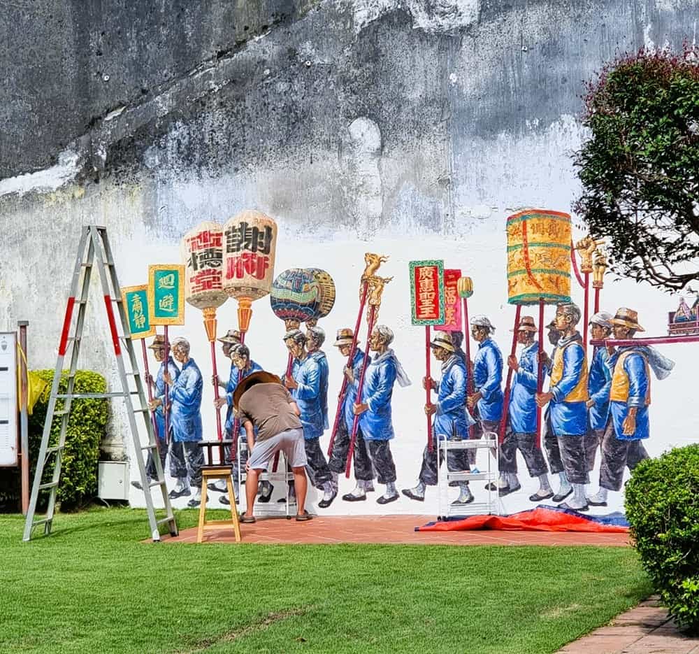 Iconic Penang street art featuring cultural motifs
