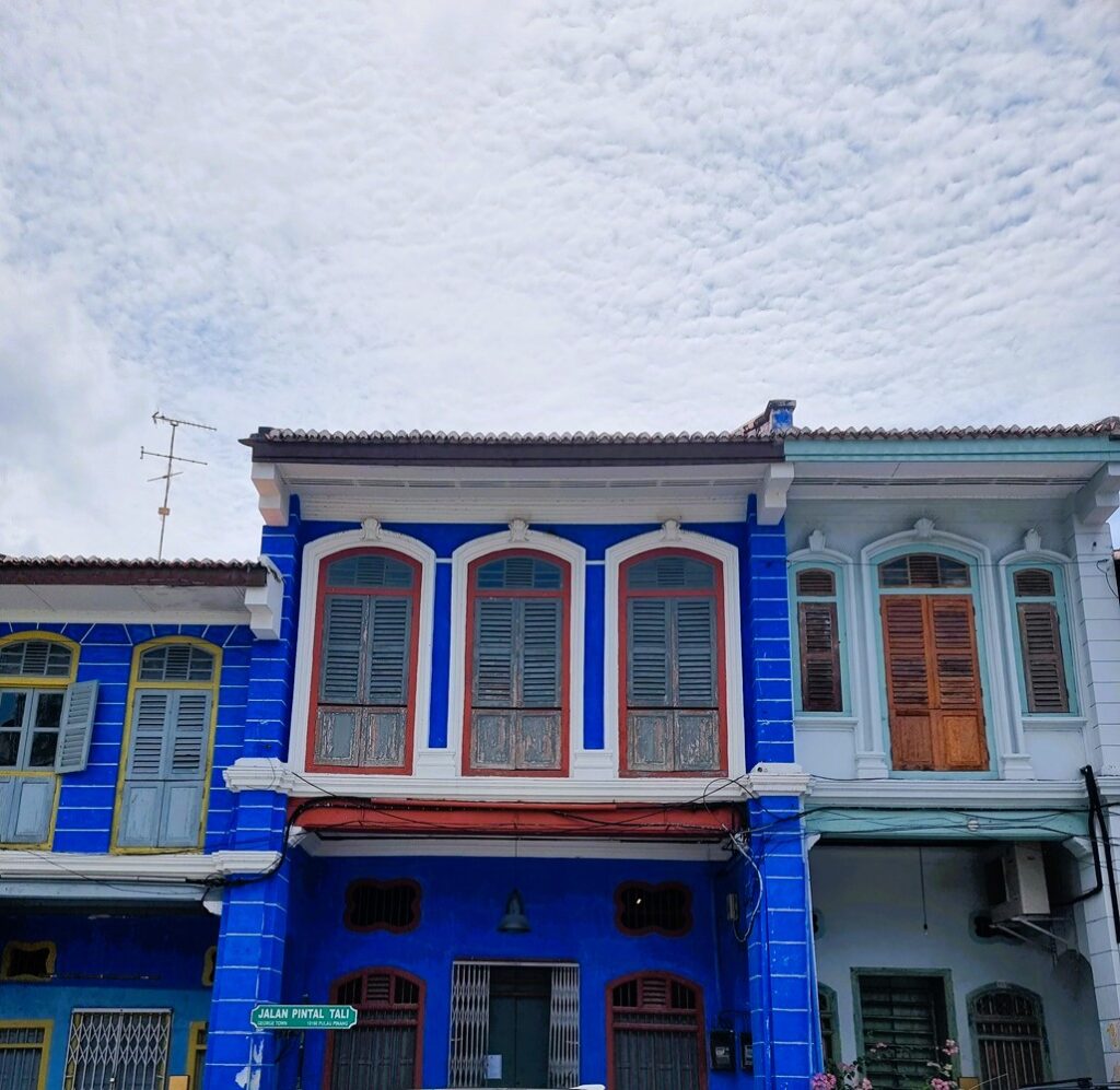 Traditional Peranakan shophouse with colorful tiles in Penang