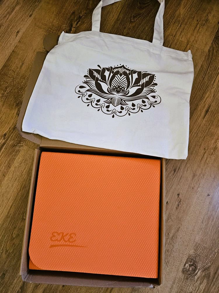 Folding cork yoga mat by Eke - great for travelling 