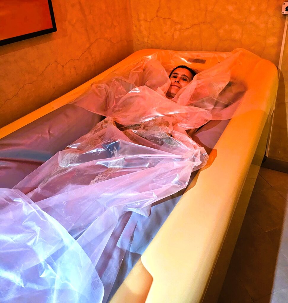 myself submerged in the soft enfolds of the water bed, smoothed in seaweed mud and wrapped in a plastic sheet