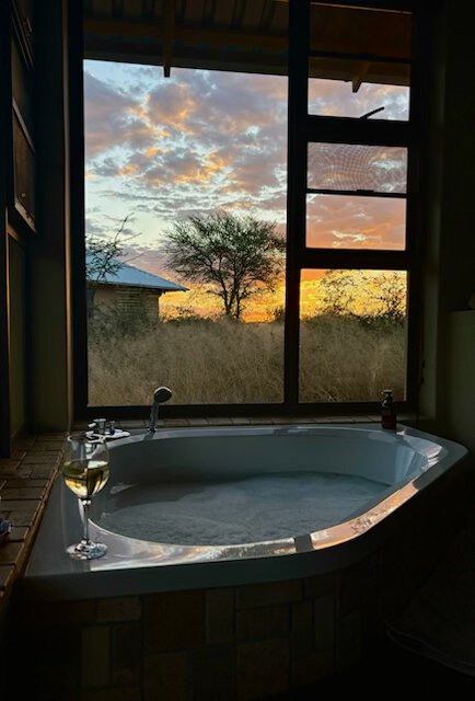 A bath with a sunset view, Namibia, 2024
