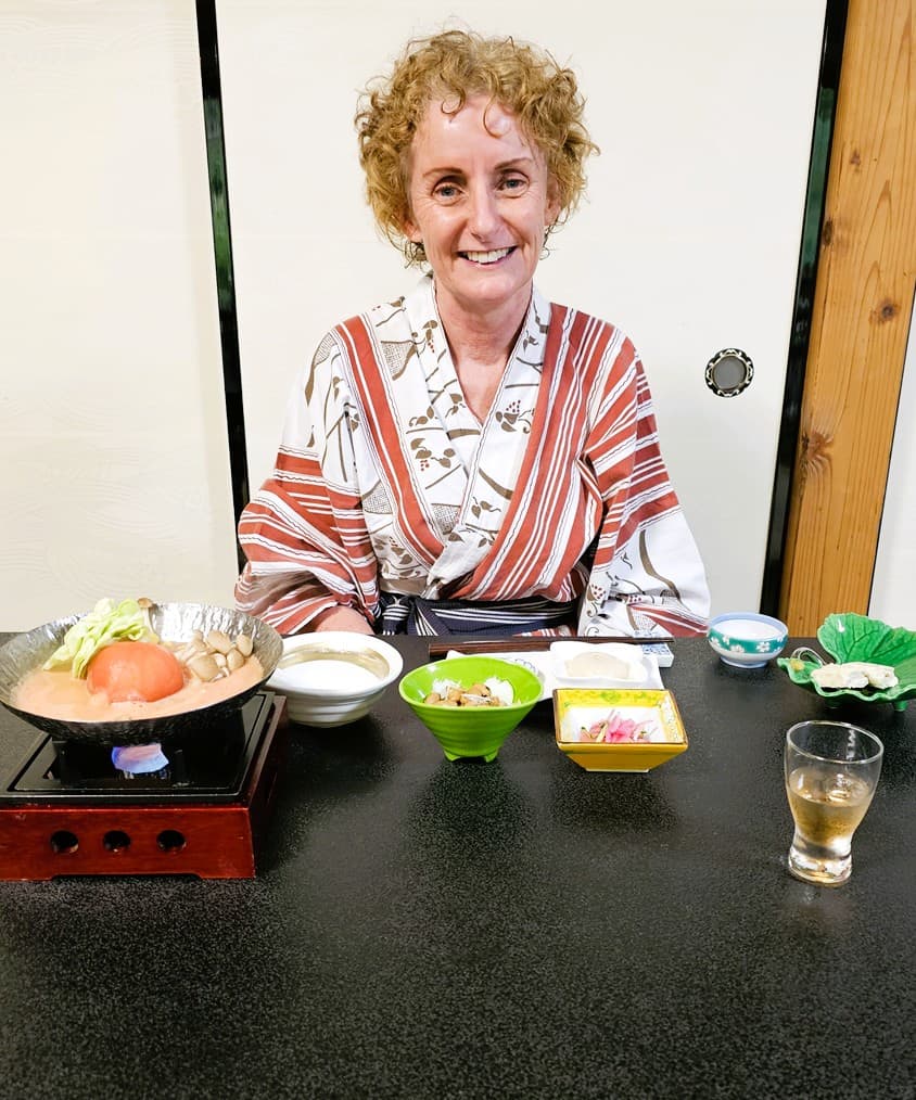 The 5 Kilo Traveller on her first evening at Kakurinbo Temple wearing a yakuta 