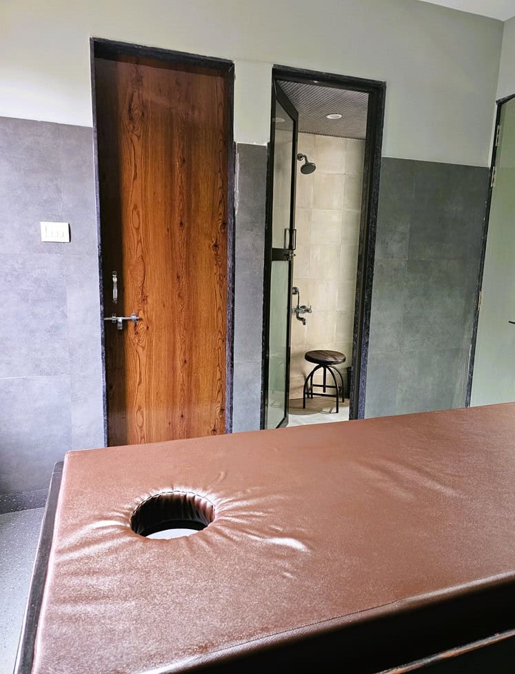 A typical massage room at Nirvana Naturopathy with steam room 