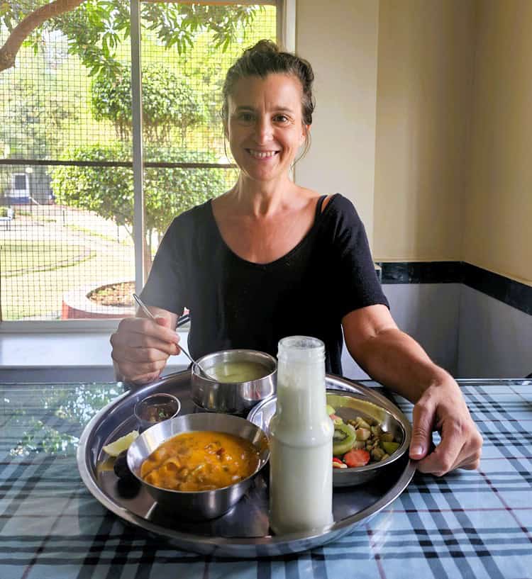 Myself eating at Nirvana Naturopathy Retreat & Hospital 