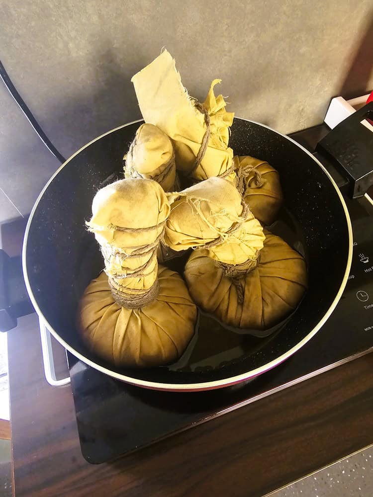 Poultices in a pan at  Nirvana Naturopathy 