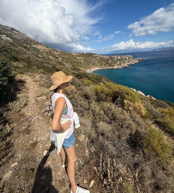 Retreats for midlife women with chronic health conditions in Greece - Ikaria. Paul Richardson enjoying the mountain views
