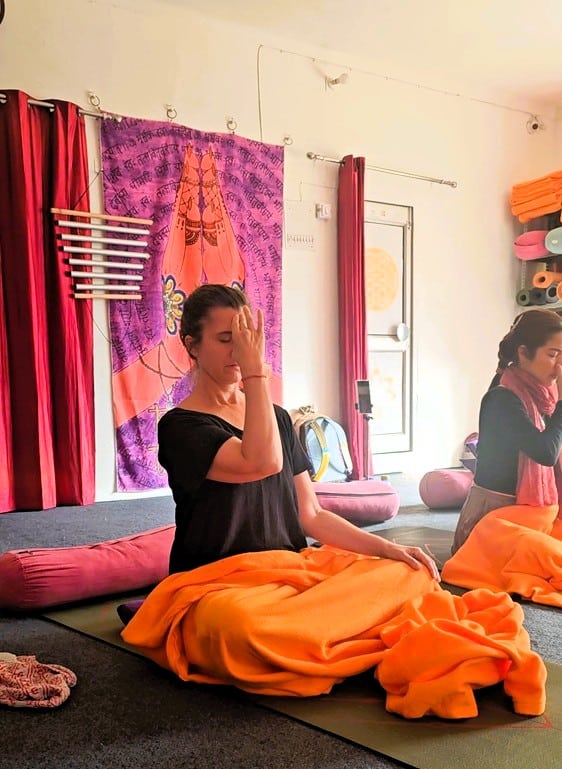 Myself practising breathwork at Yoganga Healing in Rishikesh, India 