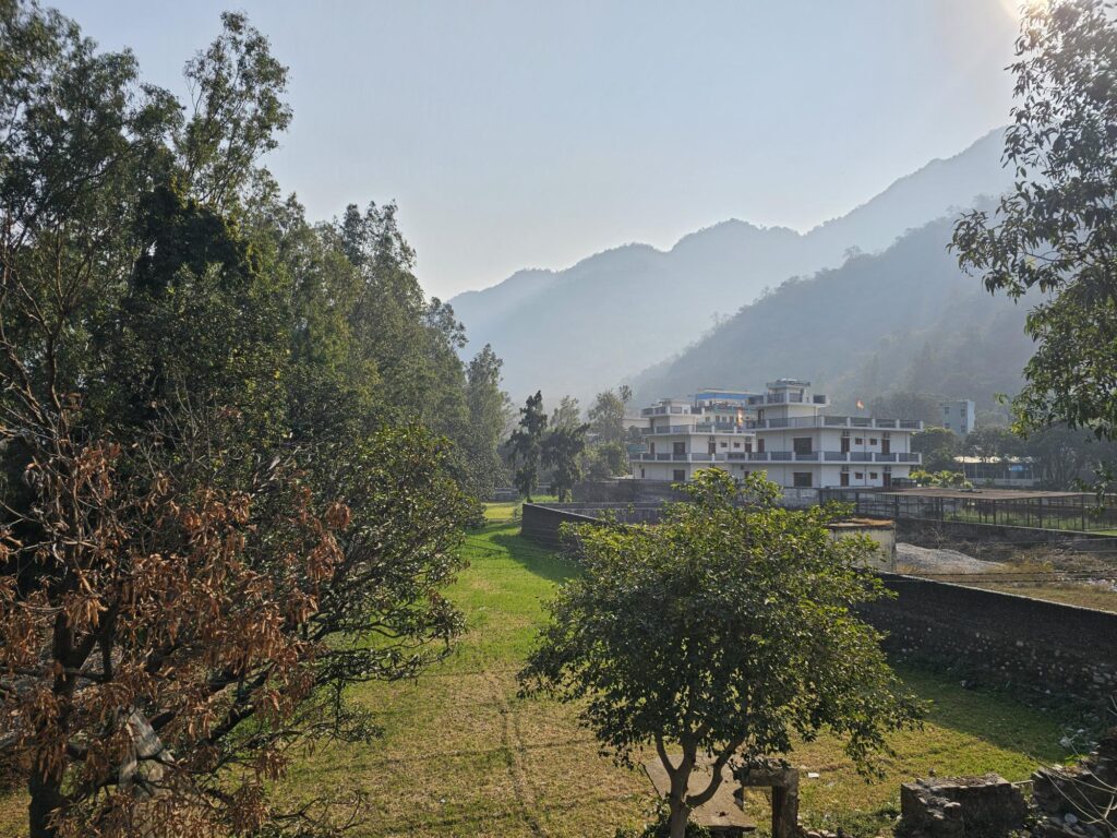 A view out over the hills from  Yoganga Healing, Rishikesh, India 