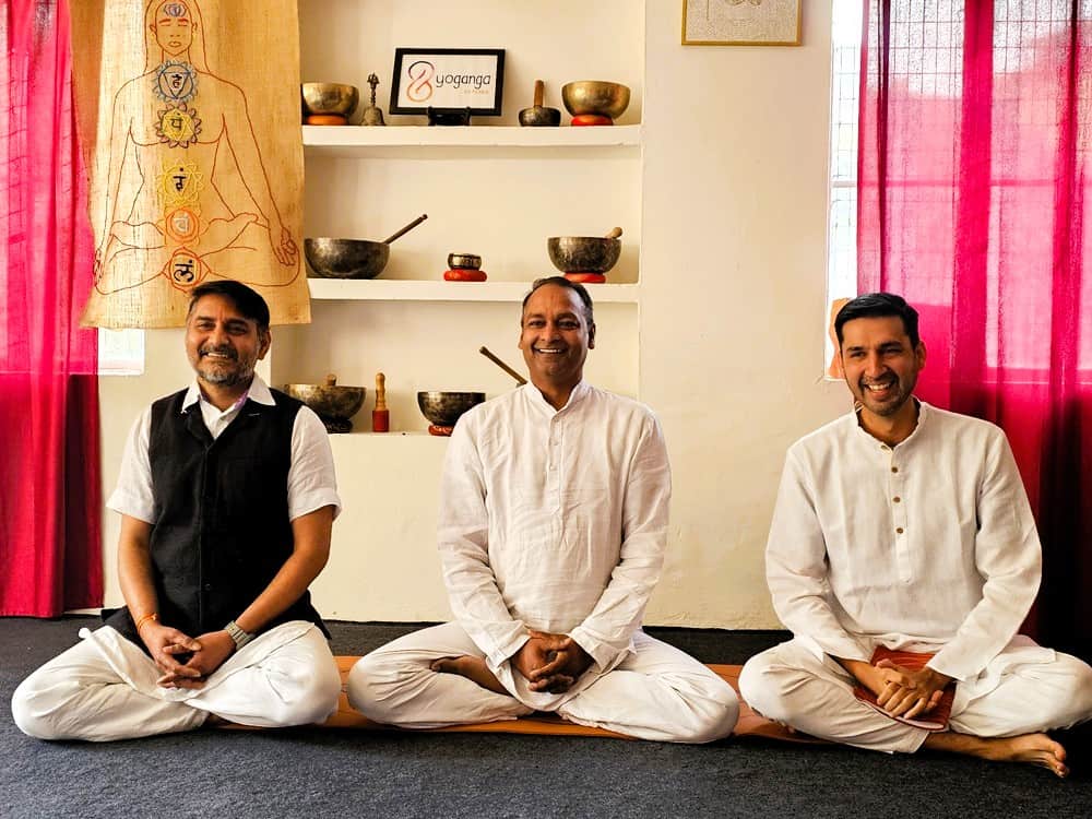 the 3 teachers at Yoganga Healing, Rishikesh, India 