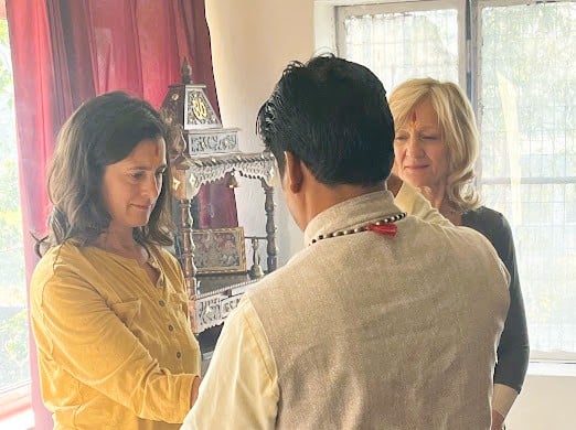 Receiving a blessing at Yoganga Healing Retreat, Rishikesh, India 