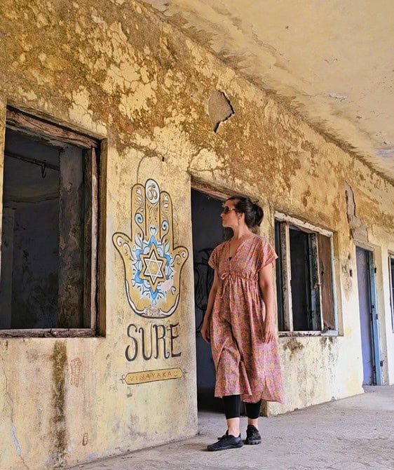 myself, a midlife woman exploring the Beatles Ashram in Rishikesh 