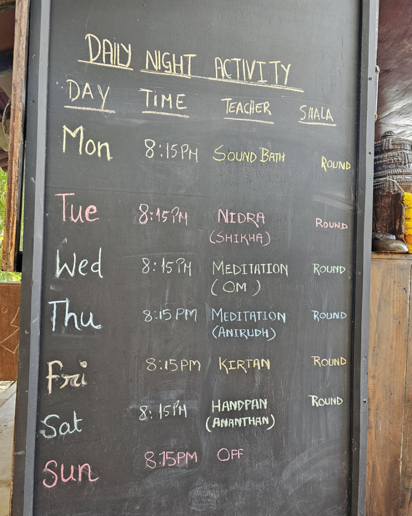 night activities at Ashiyana Yoga Retreat in Goa, India 