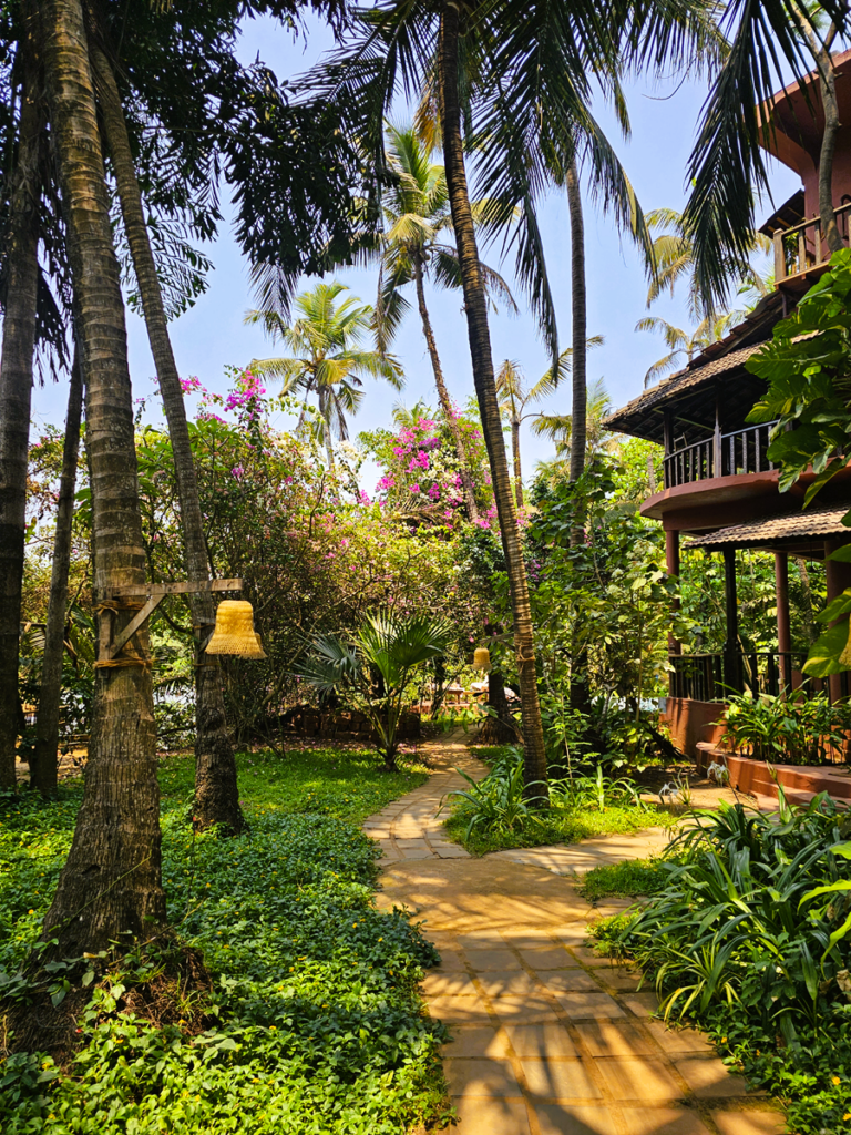 a pathway at Ashiyana Yoga Retreat in Goa, India 