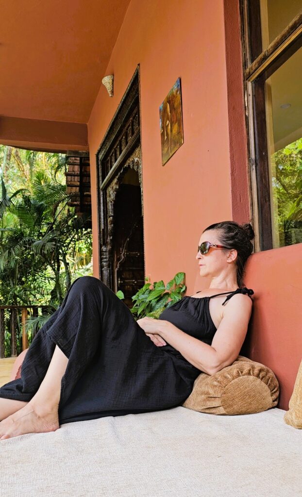 myself lounging at Ashiyana Yoga Retreat, Goa, India 