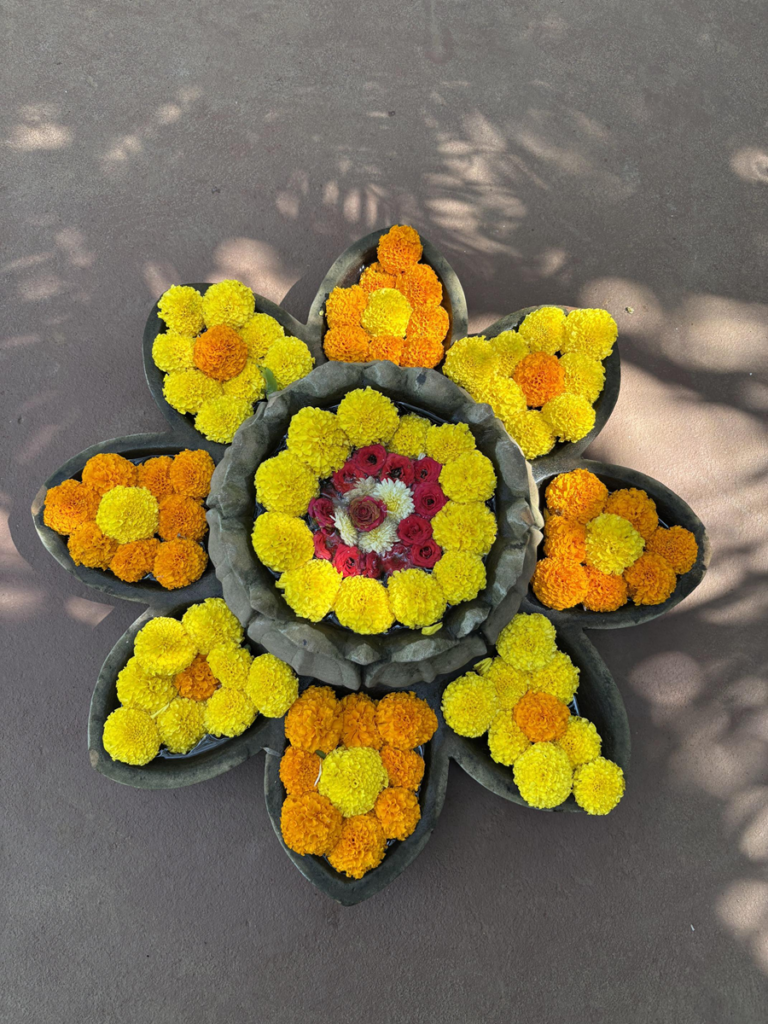 flower mandala at Ashiyana Yoga Retreat, Goa, India 