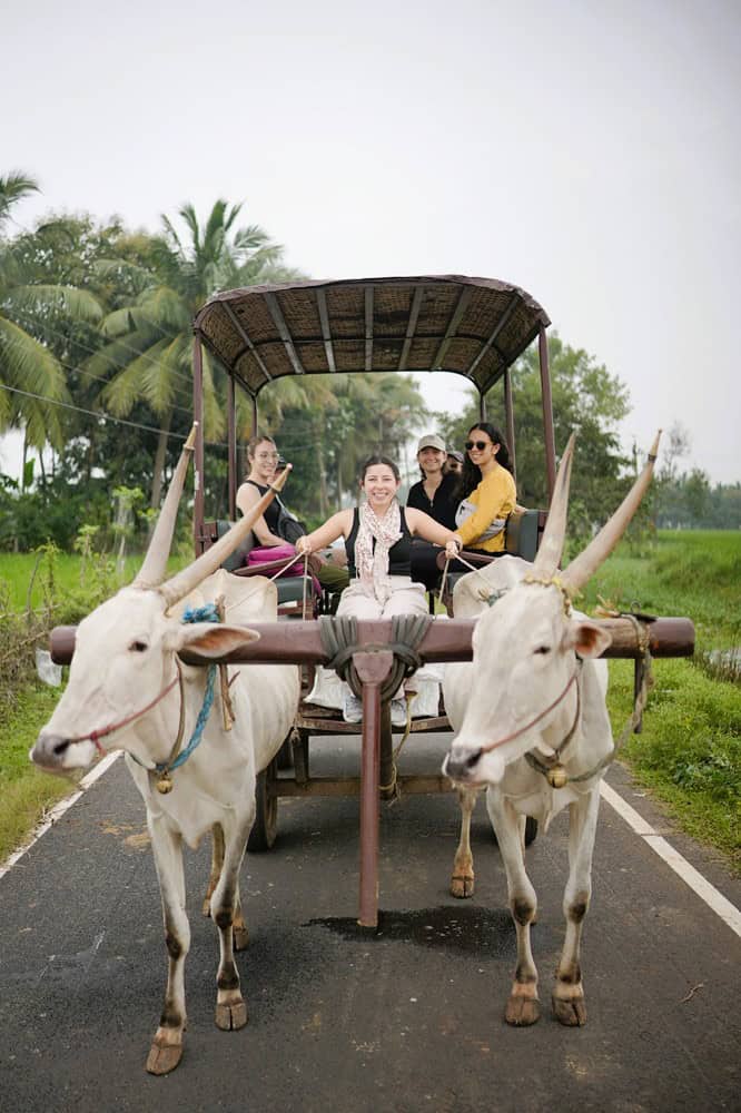 women guests having a ox cart ride on SheFarer Women Only Tours in India