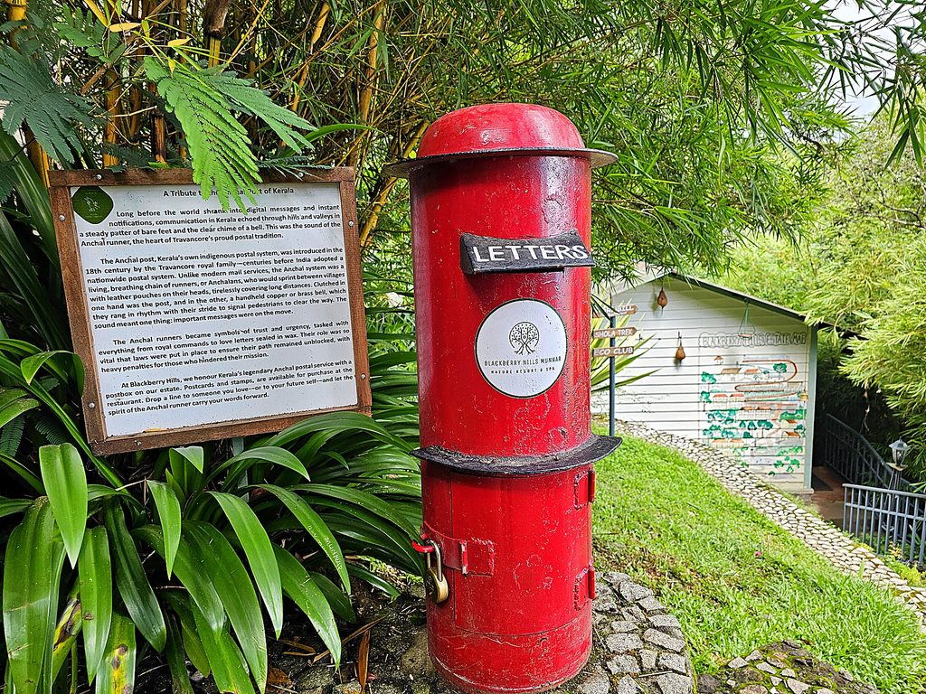 a red letter box at Blackberry Hills Hotel in Munnar