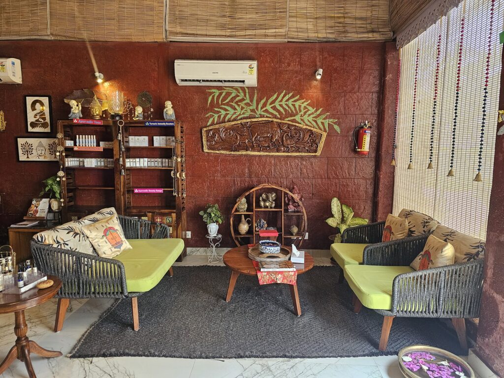 reception at Veda5, showing cosy seating area