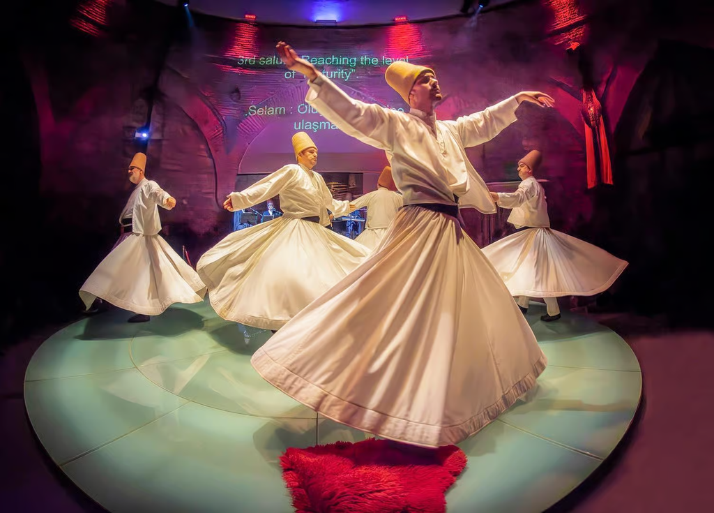 shows whirling dervish  at Hodjapasha Cultural Centre Istanbul 