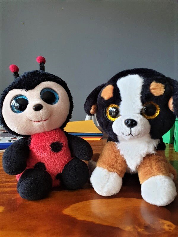 A small  toy ladybird and dog