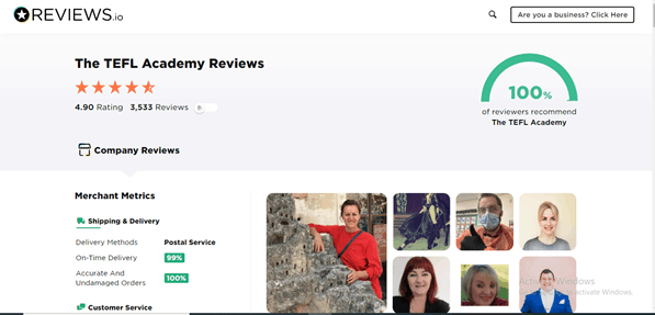 Review of The TEFL Academy - shows  5 stars, 4.90 rating