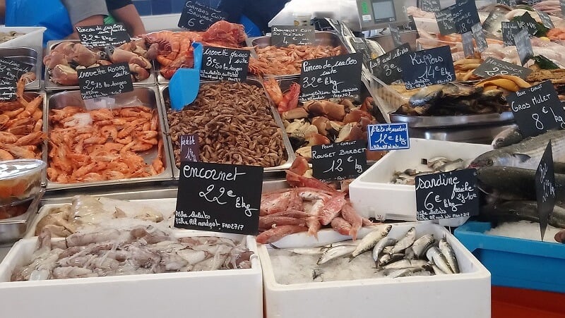 Fish stall at the Place des Halles